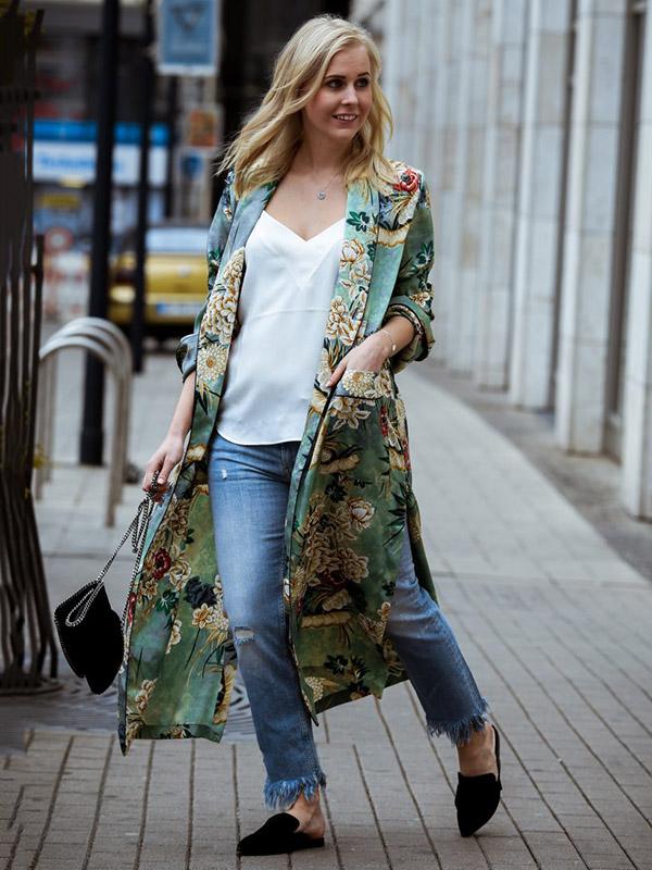 Fashion Floral Printed Cover-up Outwear