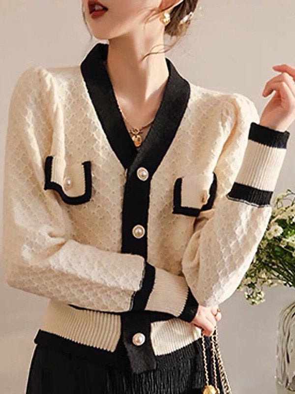 Original Buttoned V-Neck Long Sleeves Cardigans Outerwear