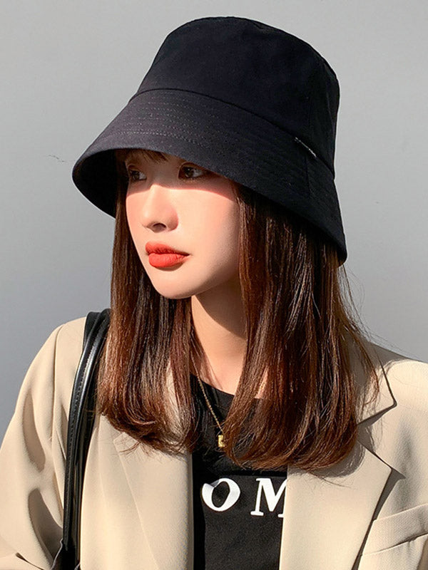 Casual Solid Color Wide Brim Fisherman Hat