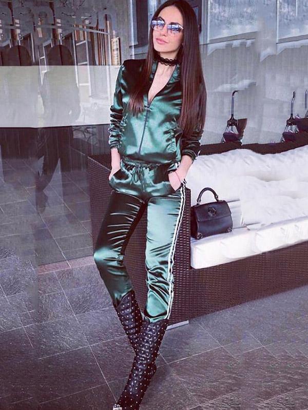 Casual Solid Straight Leg Sports Suit