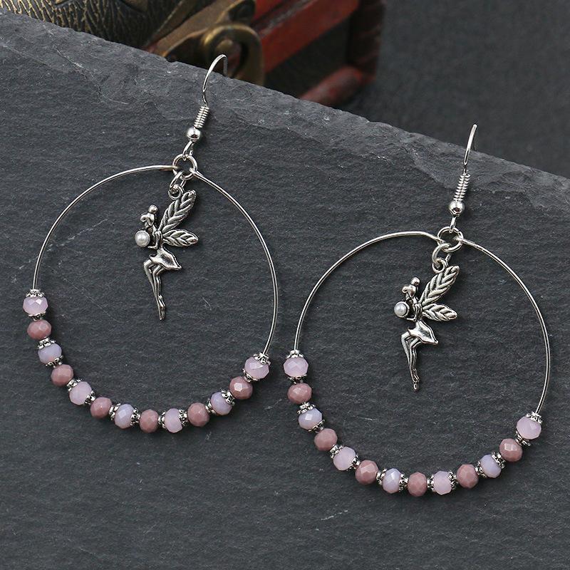 Buykud Simple Casual Beads Alloy Angel Earrings