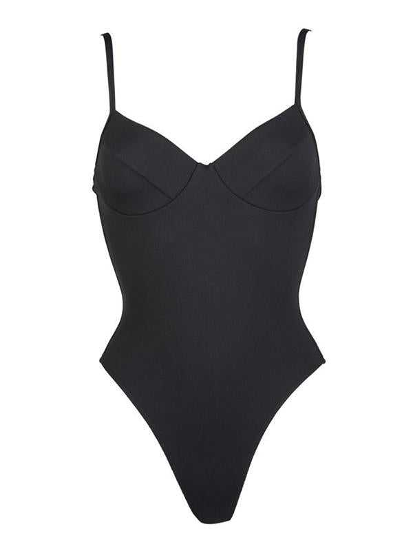 Sexy Spaghetti-Neck One-Piece Swimwear