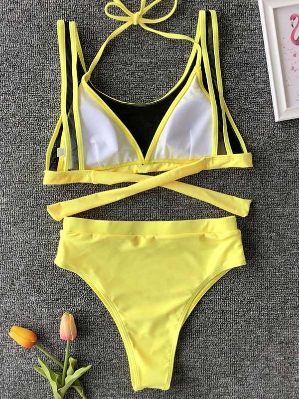 Gauze High Waist Bikini Swimsuit