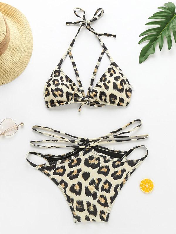 Sexy Hollow Bandage Split Type Bikinis Swimwear