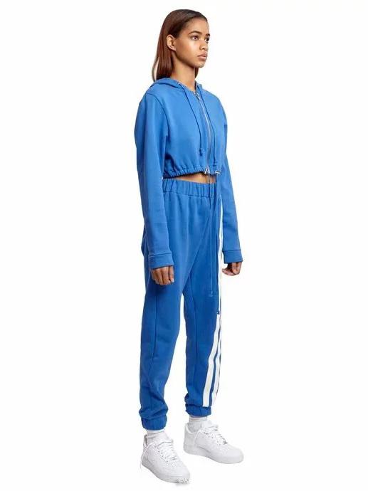 Zipper Hooded Sweatershirts And Striped Track Pants Suits