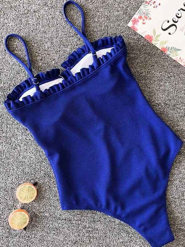 Backless Plain One-piece Swimmer