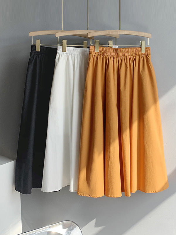 Urban Solid Color Pleated A-Line Skirts