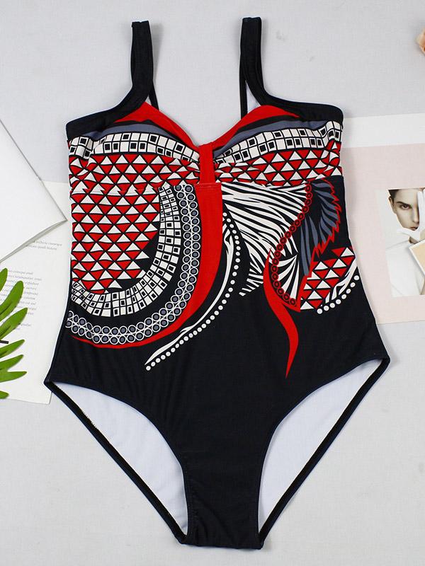 Retro Printed One-piece Swimwear