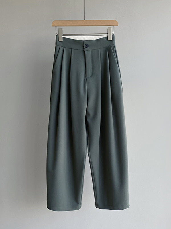 Casual Solid Color High Waisted H-Line Trousers