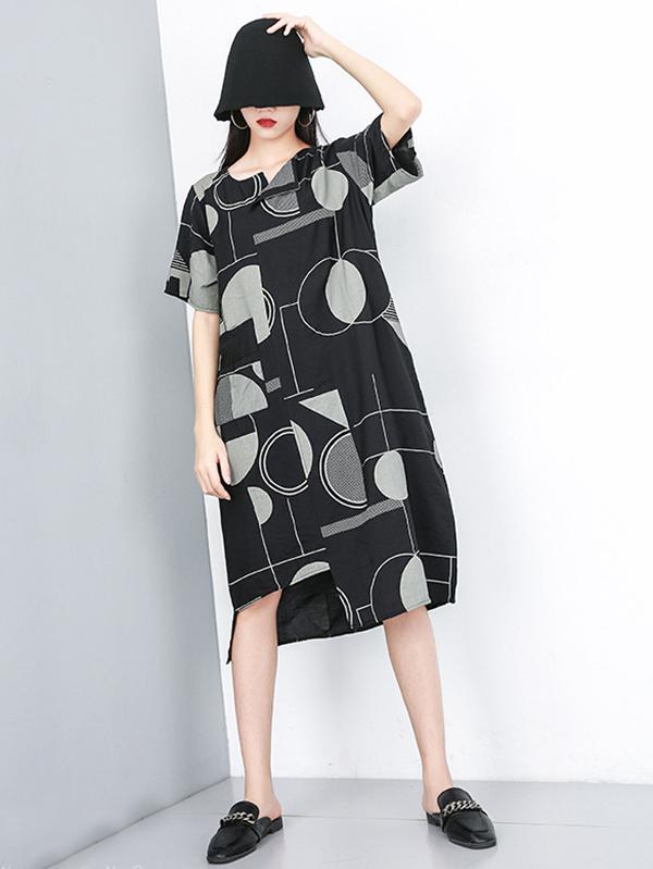 Irregular Printed Long Dress