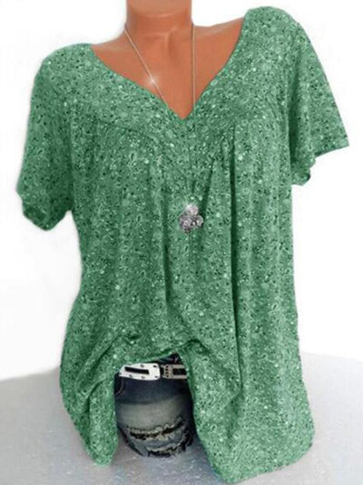 7 Color Plus Size Loose V-neck Short Shirt