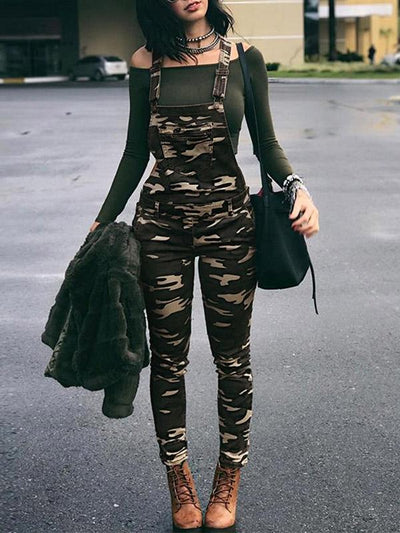 Camouflage Printed Casual Jumpsuit