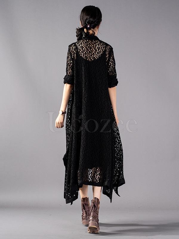 Casual Hollow Cropped Long Cover-up