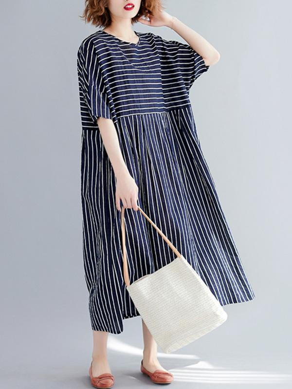 Loose Cotton Striped Dress