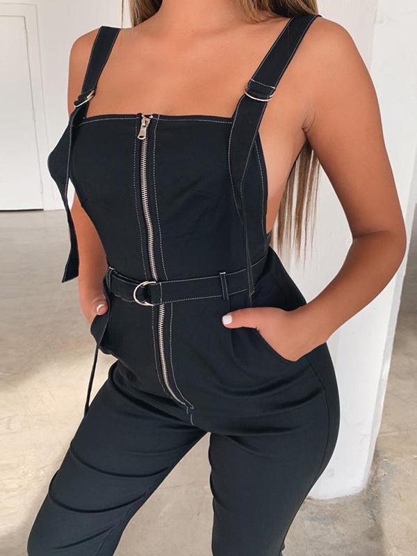 Fashion Column Spaghetti Strap Long Jumpsuit