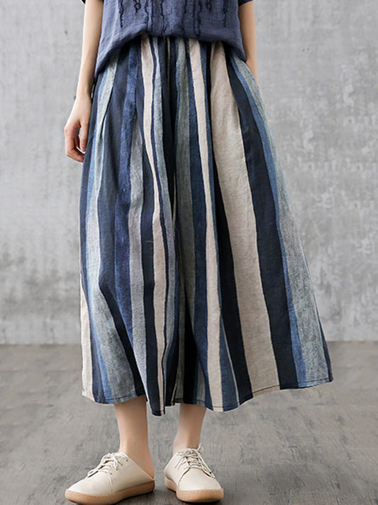 Original Linen Stripe Empire A-Line Skirt