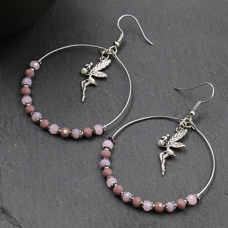 Buykud Simple Casual Beads Alloy Angel Earrings