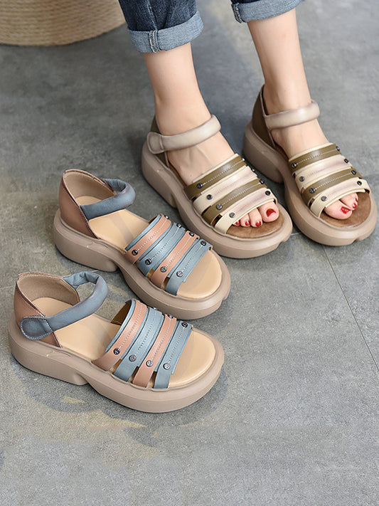 Original Casual Hollow Contrast Color Platform Shoes