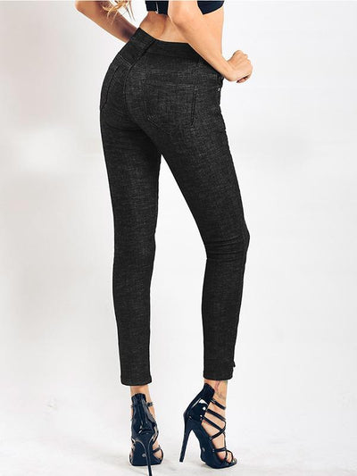 Black Elastic Jeans Pants Bottoms