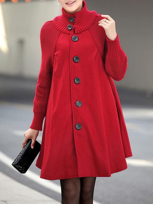 Casual A-line High-neck Cape Coat