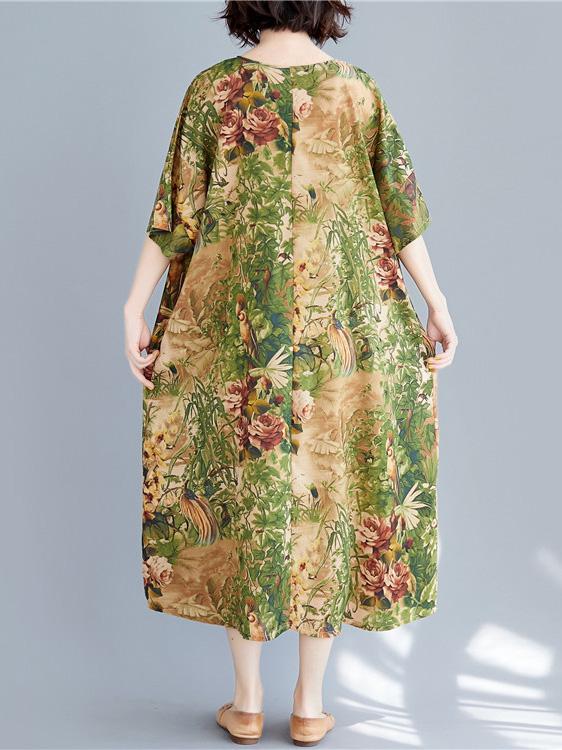 Oversize Short Sleeves Printed Dress