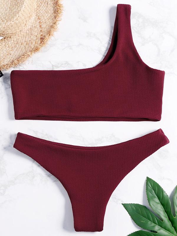 Burgundy Textured Bikini Set