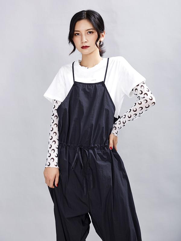 Loose Solid Braces Jumpsuit