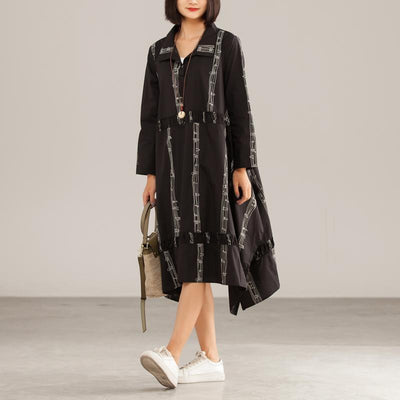 Autumn Cotton Polyeste Irregular Commuter Print Dress