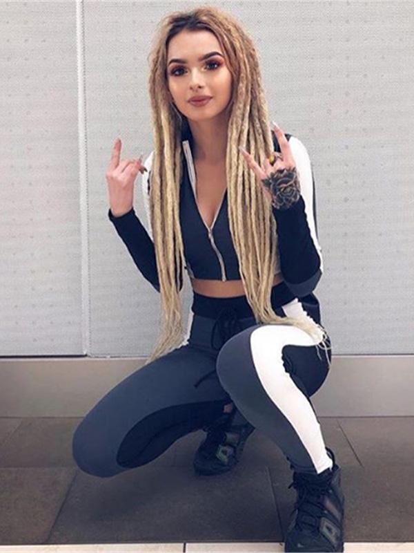 Long Sleeve Crop Tees And Leggings Suits