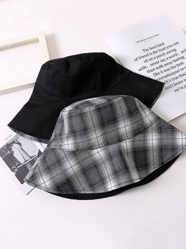 Leisure Versatile Plaid Fisherman Hat