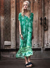 Green Printed V-neck Cover-up Swimwear