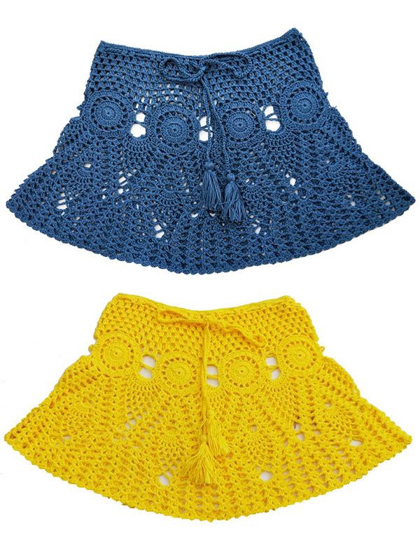 Sexy Hollow Crochet A-Line Skirt Bottom