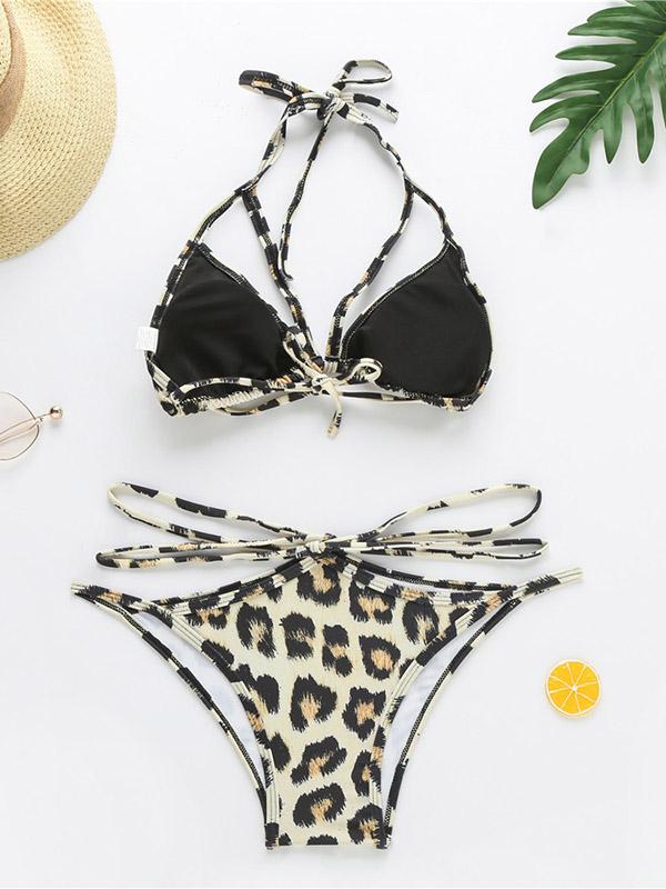 Sexy Hollow Bandage Split Type Bikinis Swimwear