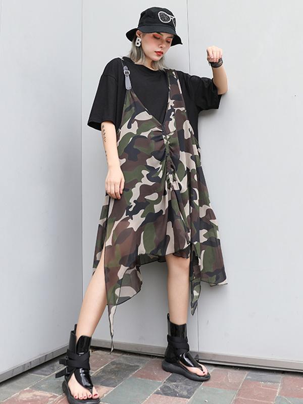 Loose Oversize T-shirt and Cropped Mini Dress