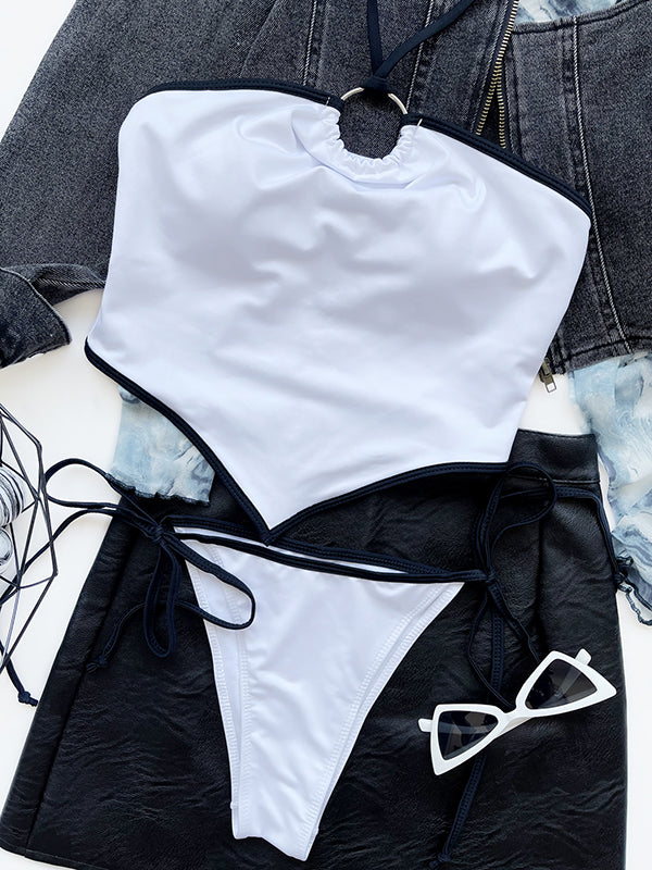 Halterneck Lace-Up Bikini Swimwear