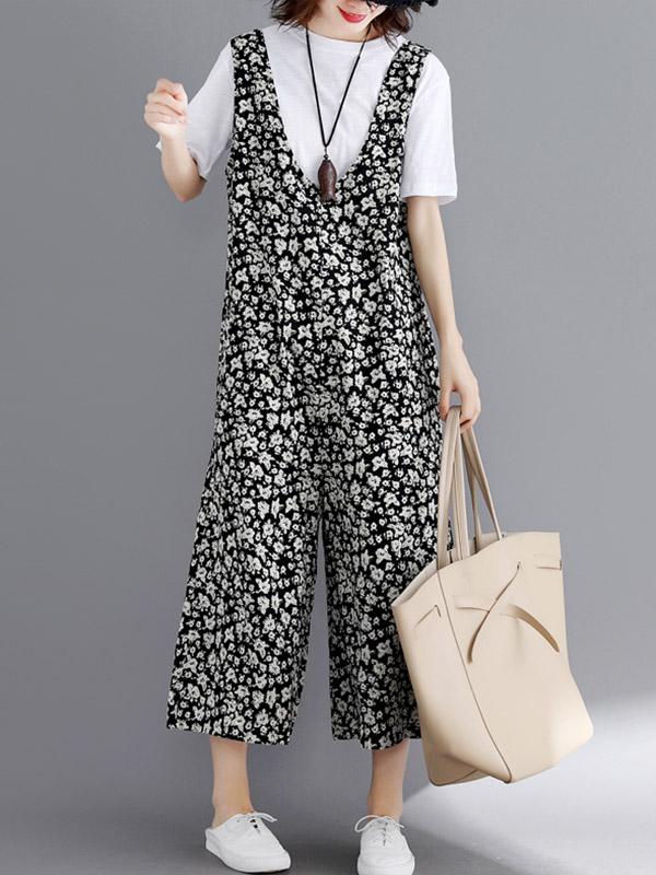 Loose Floral Wide-leg Jumpsuit