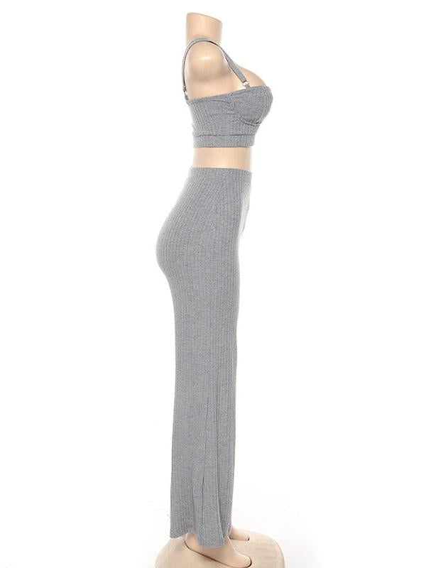 Fashion Street Casual Wide Leg Pants And Sexy Tops