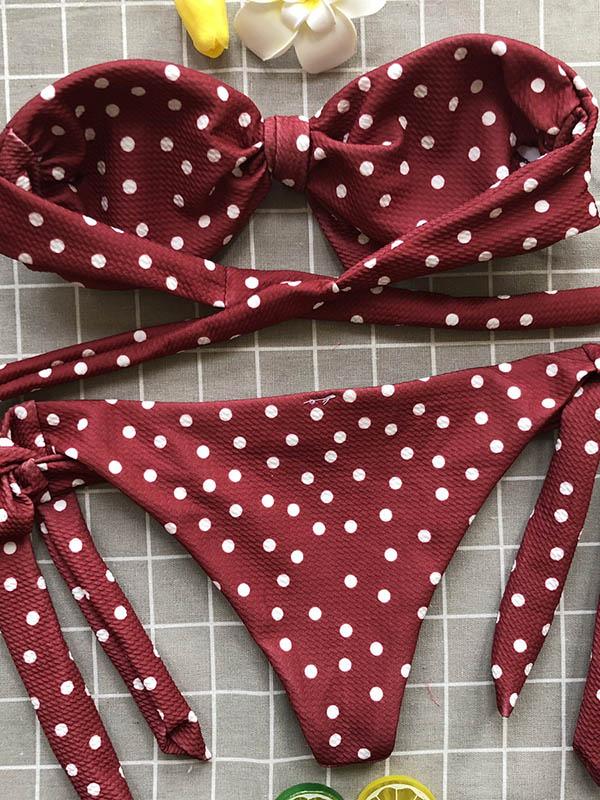 Knot Polka-dot Bikinis Swimwear