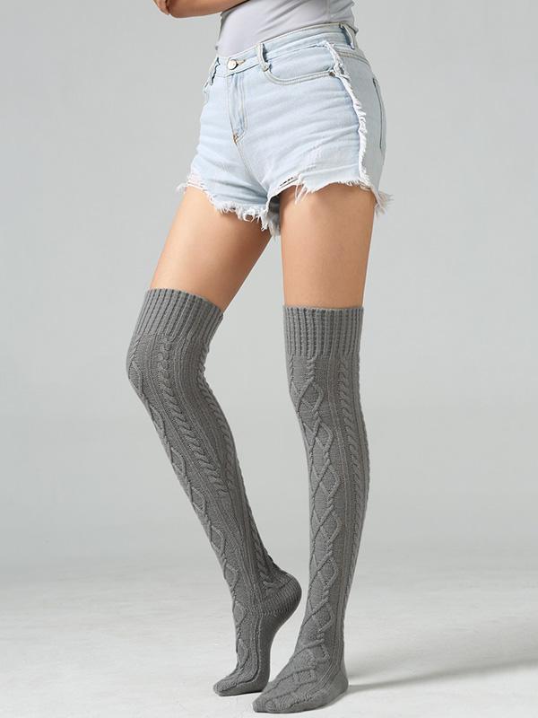 Knitting Over Knee-high 4 Colors Stocking