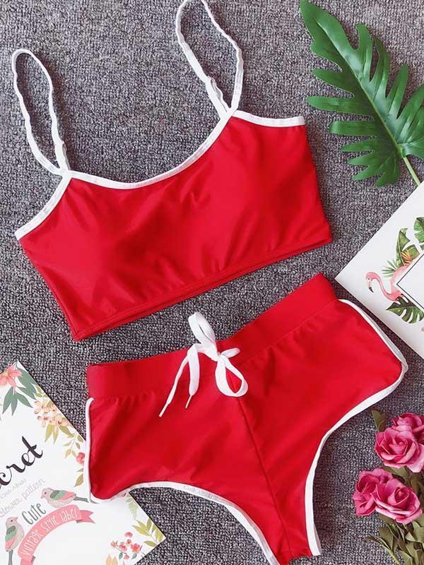 Lace Up Sport Bandeau Bikinis Swimwear