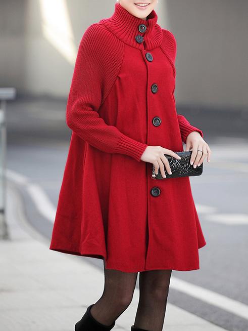 Casual A-line High-neck Cape Coat