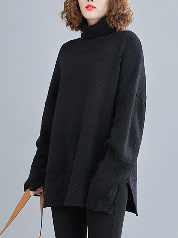 Original Solid High-Neck Knitting Sweater