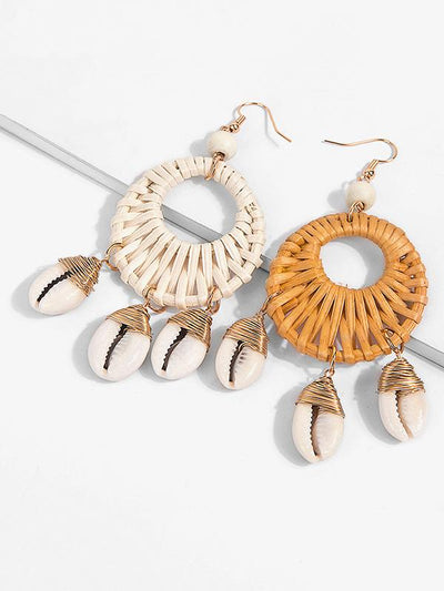 Shell Hollow Rattan  copper wire Earring Accessories