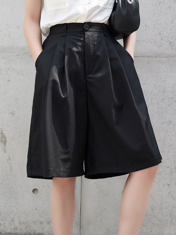 Urban Black Pleated Wide Leg Fifth Pants& Trousers