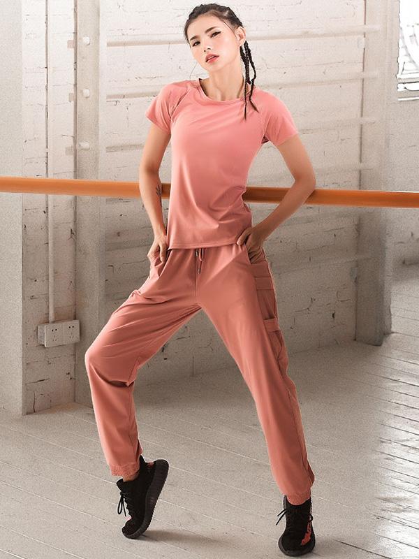 Solid Drawstring Casual Overall Pants