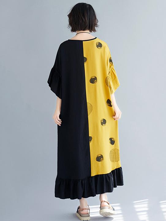 Loose Oversize Asymmetri Falbala Midi Dress