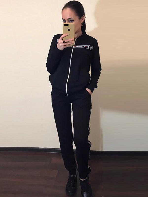 Split-joint Long Sleeves Cardigan Top And Sports Pants Suit