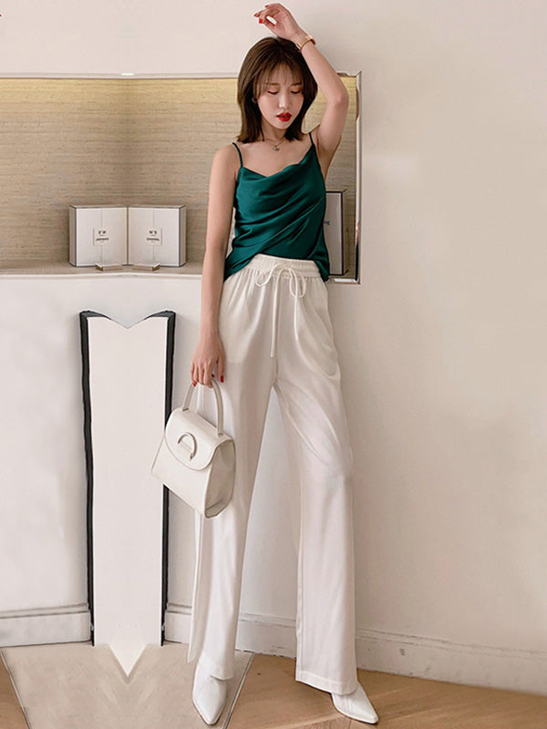 Casual 6 Colors Elasticity Drawstring Wide Legs Loose Pants