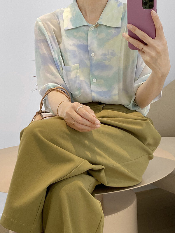 Casual Solid Color High Waisted H-Line Trousers