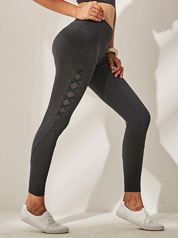 Wide Waistband Mesh Sports Leggings